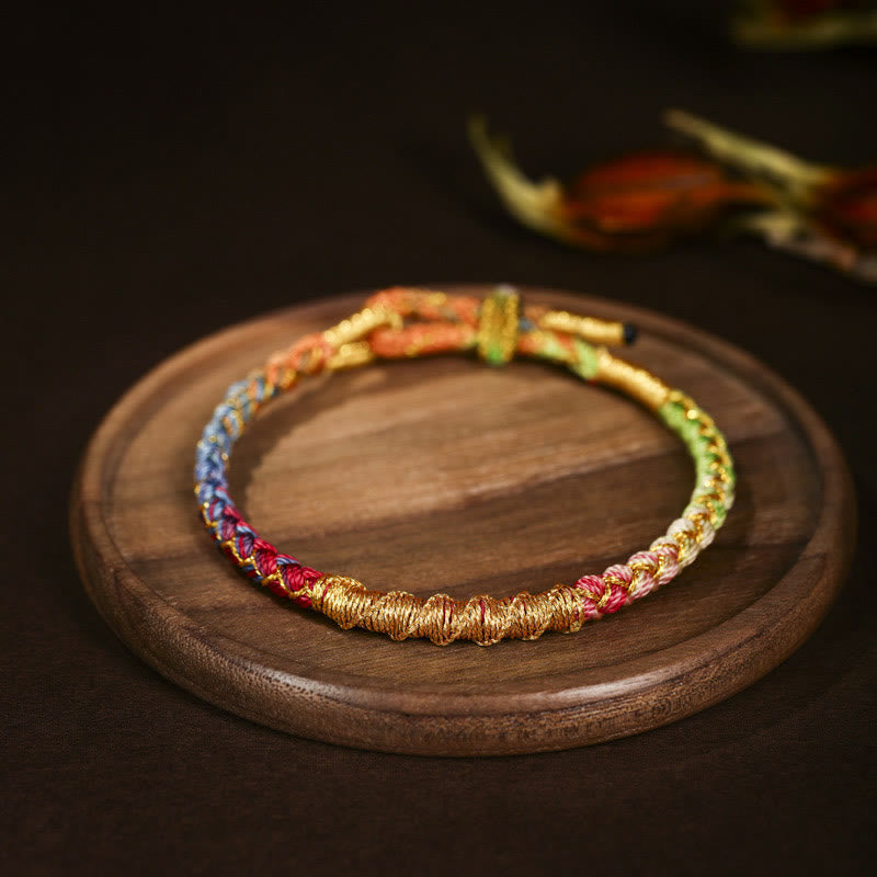 KarmaRipple's Tibetan Colorful Gold Thread Dragon Scale Weave Protection Woven Bracelet p12