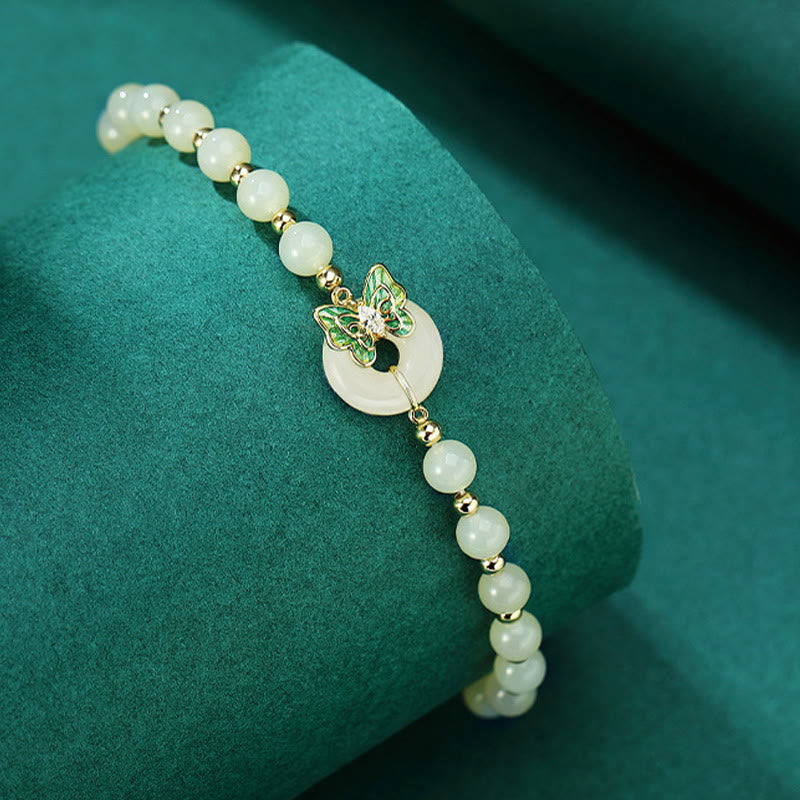 KarmaRipple's 925 Sterling Silver Authentic Hetian Jade Peace Buckle Butterfly Zircon Fortune Bracelet Pendant Necklace p3