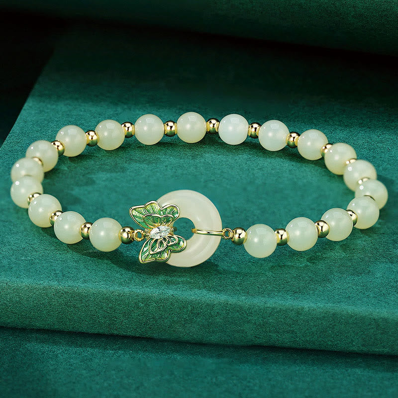 KarmaRipple's 925 Sterling Silver Authentic Hetian Jade Peace Buckle Butterfly Zircon Fortune Bracelet Pendant Necklace p15