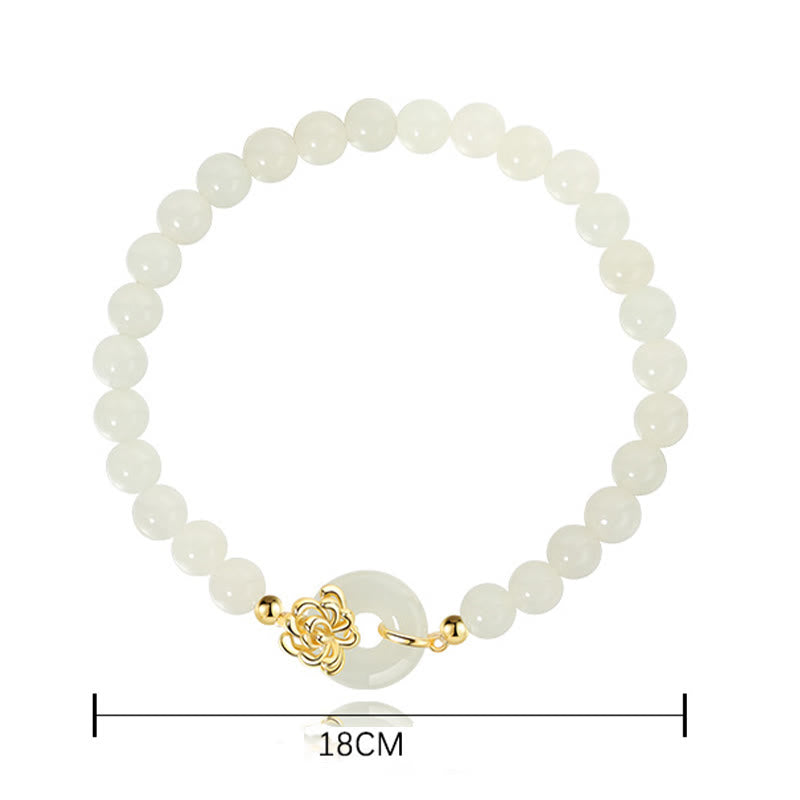 KarmaRipple's 925 Sterling Silver Authentic Hetian Jade Autumn Chrysanthemum Peace Buckle Prosperity Bracelet p3