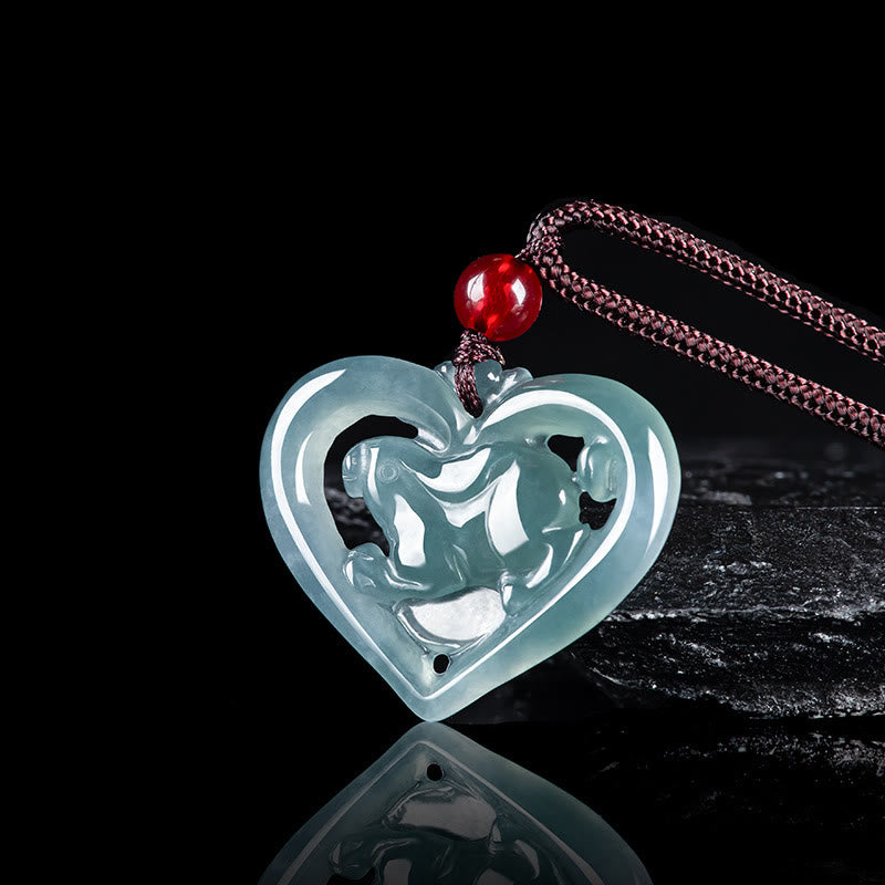 KarmaRipple's Authentic Jade Love Heart Rabbit Fortune Pendant Necklace p11