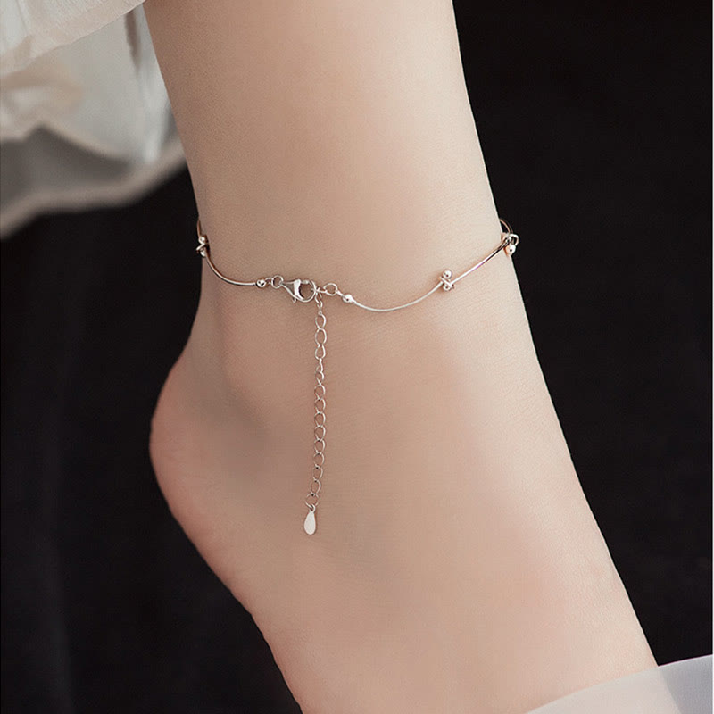 KarmaRipple's 925 Sterling Silver Simple Wave Shape Protection Anklet p3