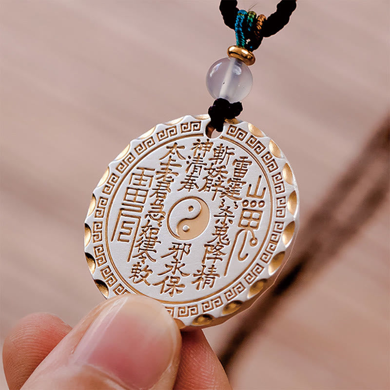 KarmaRipple's Mountain Ghosts Spend Money Yin Yang Bagua Design Bronze Balance Pendant Necklace p4