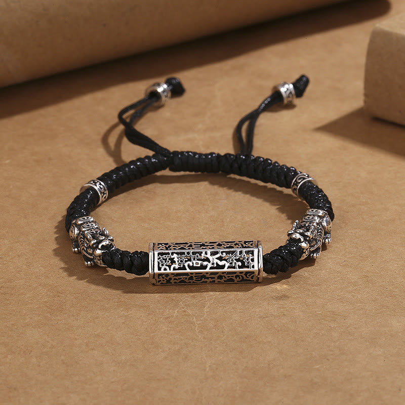 KarmaRipple's Tibetan Black String Bronze Om Mani Padme Hum Pixiu Protection Woven Bracelet p1