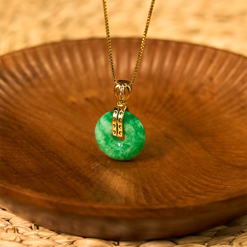 KarmaRipple's Cyan Jade Peace Buckle Balancing Fortune Pendant Necklace p8
