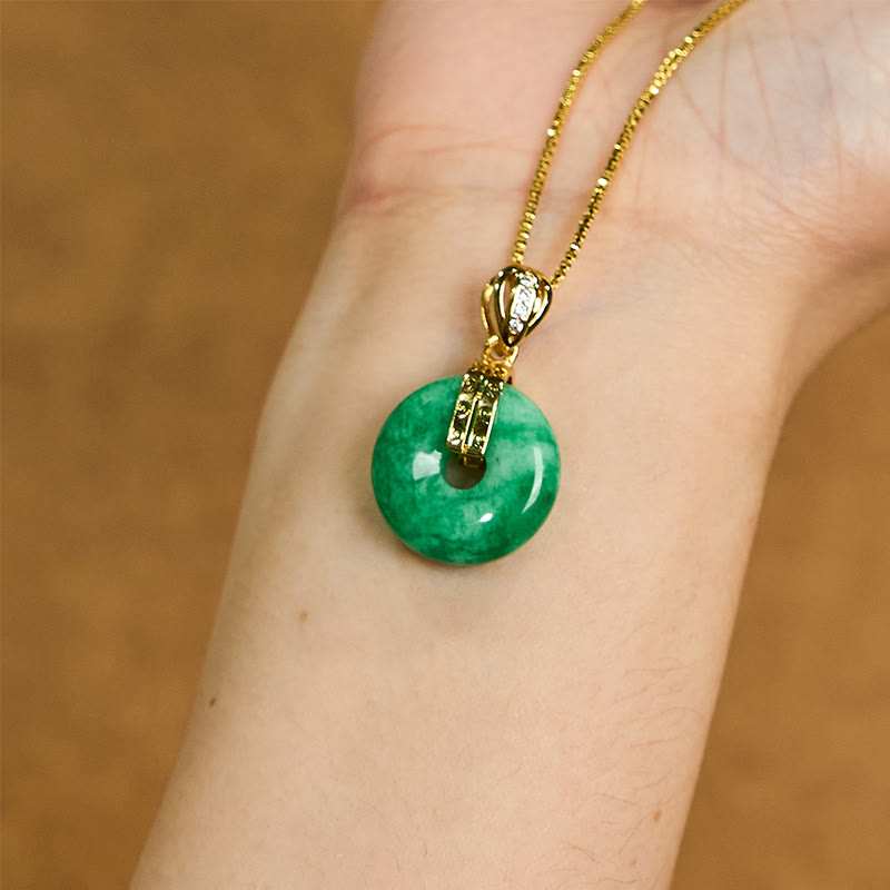 KarmaRipple's Cyan Jade Peace Buckle Balancing Fortune Pendant Necklace p5