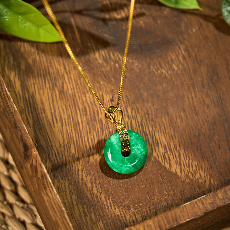 KarmaRipple's Cyan Jade Peace Buckle Balancing Fortune Pendant Necklace p2
