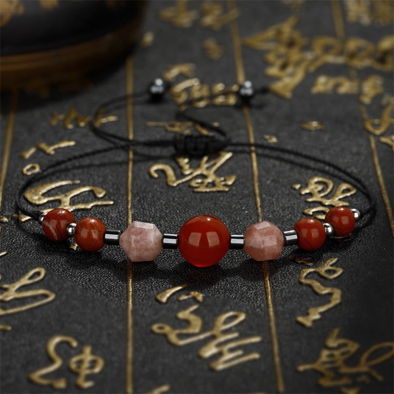 KarmaRipple's Believe You Can Carnelian Red Jasper Hematite Sun Stone'sitive Bracelet p12