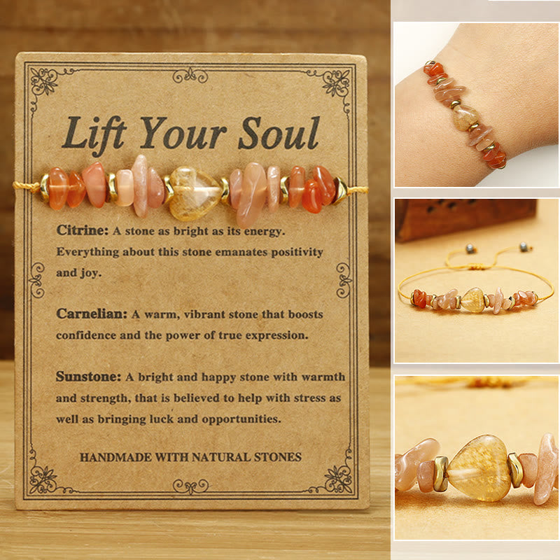 KarmaRipple's Lift Your Soul Citrine Carnelian Sun Stone Happiness Bracelet p1
