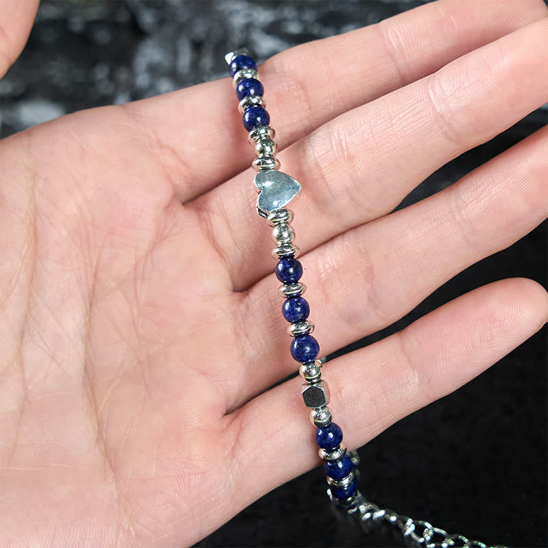 KarmaRipple's Authentic Stone Amazonite Amethyst Lazurite Rose Quartz Heart Positive Balance Bracelet p19