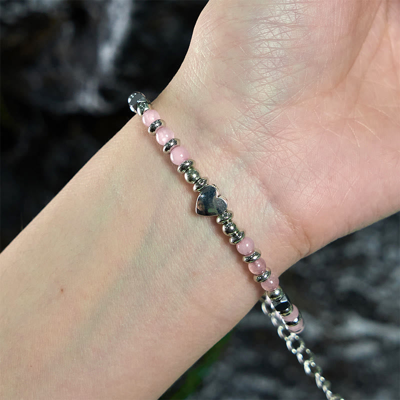 KarmaRipple's Authentic Stone Amazonite Amethyst Lazurite Rose Quartz Heart Positive Balance Bracelet p23