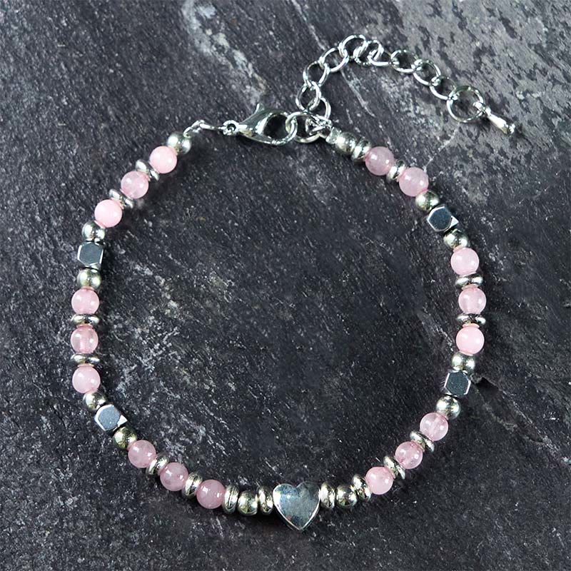 KarmaRipple's Authentic Stone Amazonite Amethyst Lazurite Rose Quartz Heart Positive Balance Bracelet p4