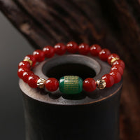 KarmaRipple's Authentic Red Agate Green Agate Buddhist Sutras Calm Bracelet