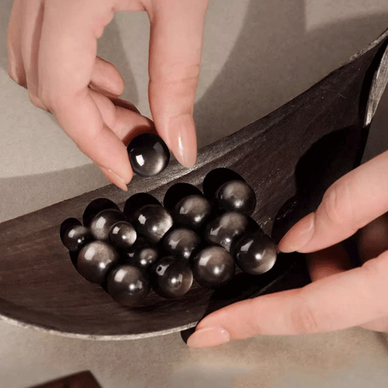 KarmaRipple's Authentic Silver Sheen Obsidian Om Mani Padme Hum Protection Bracelet p17