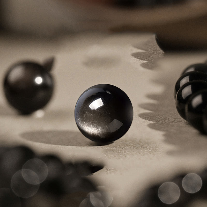 KarmaRipple's Authentic Silver Sheen Obsidian Om Mani Padme Hum Protection Bracelet p11