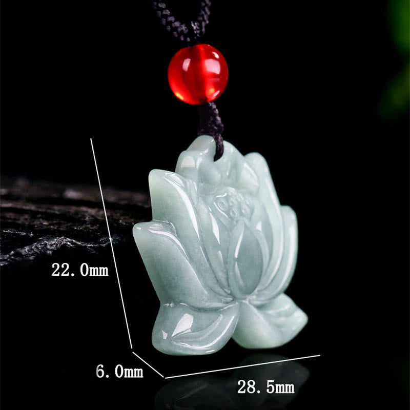 KarmaRipple's Lotus Flower Pattern Carved Jade Prosperity Pendant Necklace p8