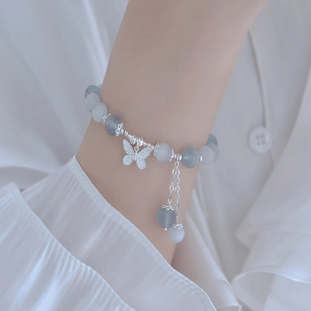 KarmaRipple's Cat's Eye Aquamarine Butterfly Talisman Support Bracelet p10