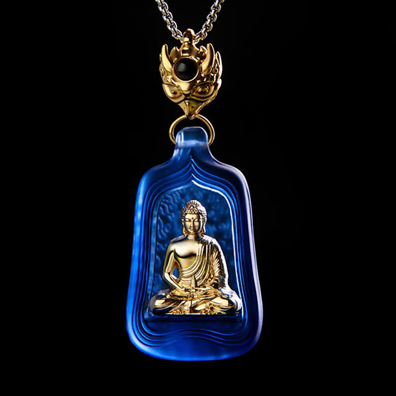 KarmaRipple's Tibetan Medicine Buddha Liuli Gemstone Compassion Serenity Pendant Necklace p1