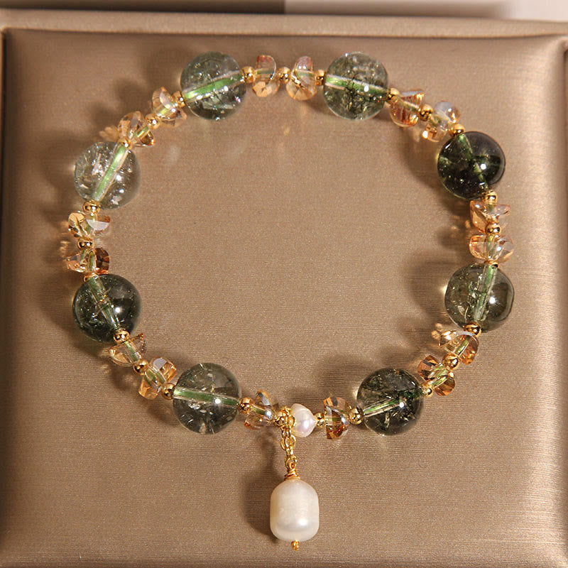 KarmaRipple's Authentic Green Phantom Pearl Gravel Gemstone Stone Confidence Bracelet p3