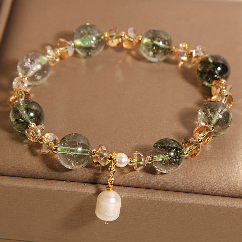 KarmaRipple's Authentic Green Phantom Pearl Gravel Gemstone Stone Confidence Bracelet p2