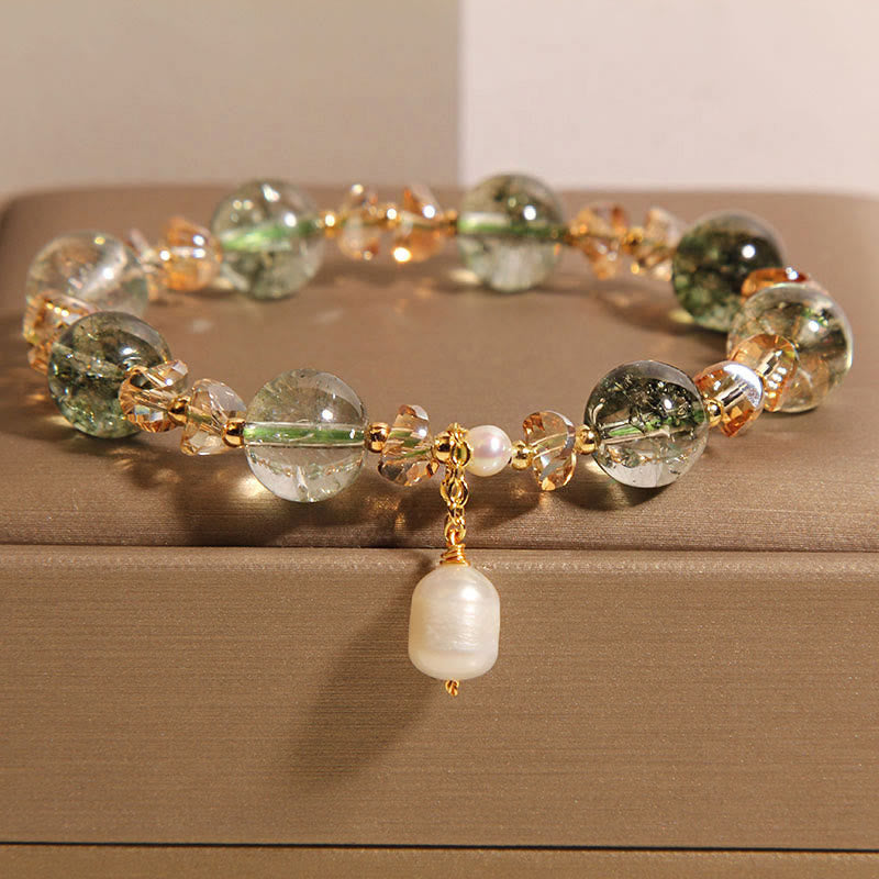 KarmaRipple's Authentic Green Phantom Pearl Gravel Gemstone Stone Confidence Bracelet p1
