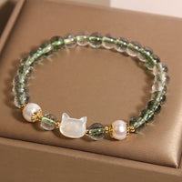 KarmaRipple's Authentic Green Phantom Pearl Shell Cat Head Fortunate Bracelet