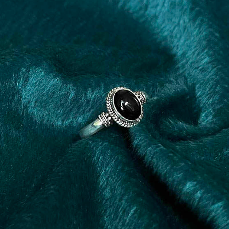 KarmaRipple's 925 Sterling Silver Handmade Black Onyx Fortune Adjustable Ring p4