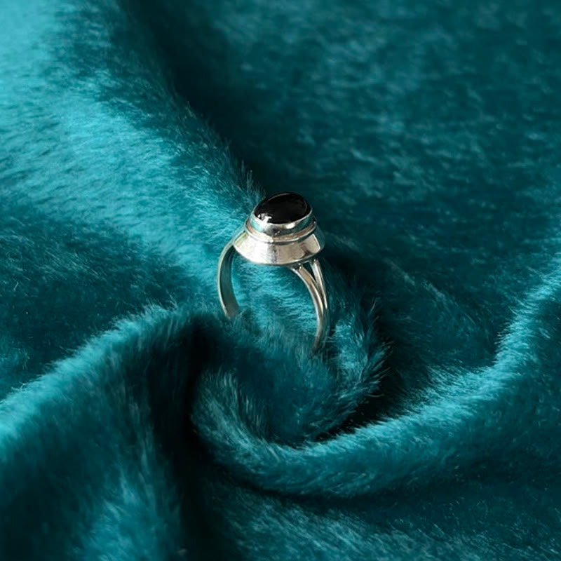 KarmaRipple's 925 Sterling Silver Handmade Black Onyx Fortune Adjustable Ring p11