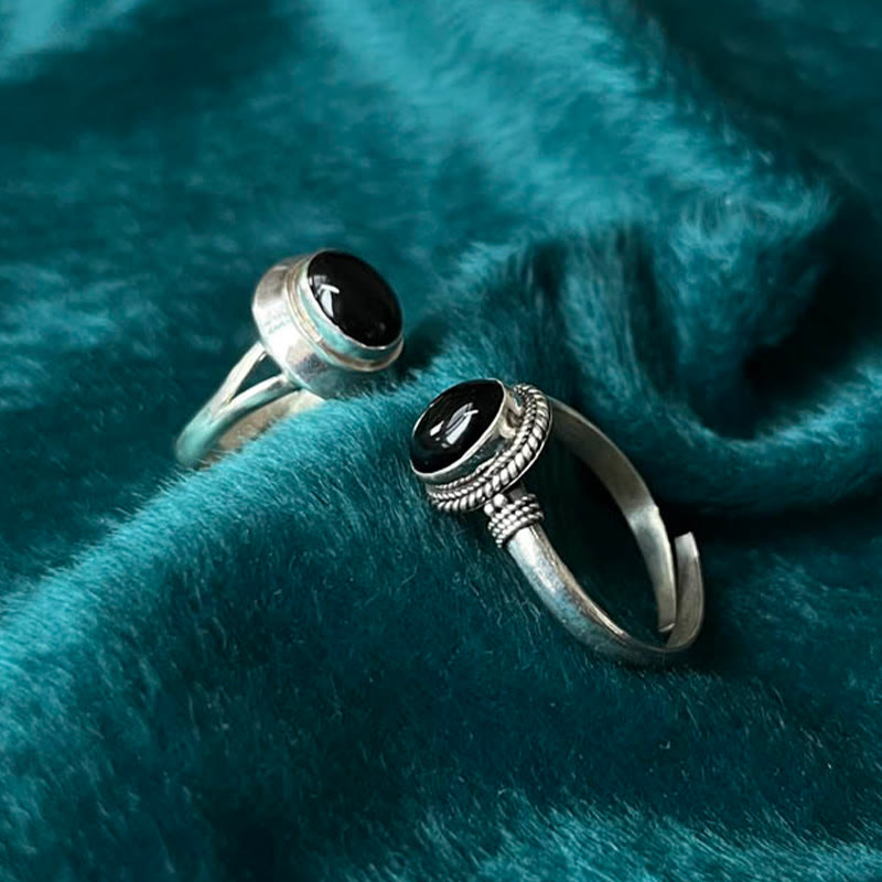 KarmaRipple's 925 Sterling Silver Handmade Black Onyx Fortune Adjustable Ring p3