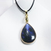 KarmaRipple's Water Drop Pattern Labradorite Balancing Pendant Necklace