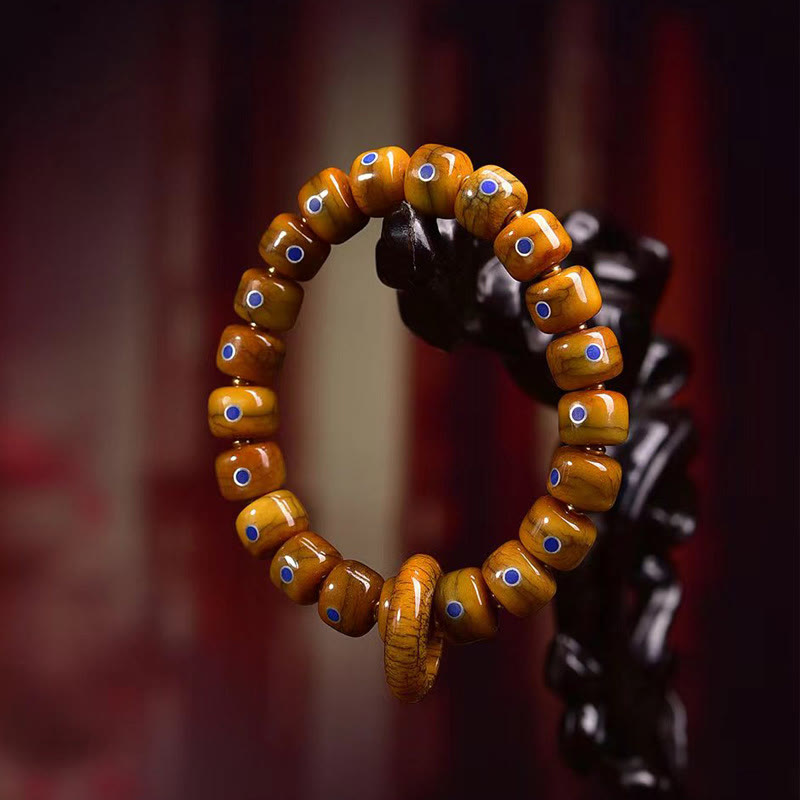 KarmaRipple's Vintage Tibetan Camel Bone Yak Bone Lazurite Balance Woven Rope Bracelet p4