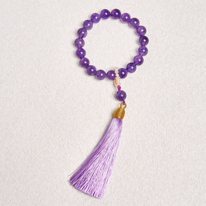 KarmaRipple's Authentic Amethyst Beadwork Meditation Tassels Bracelet p1