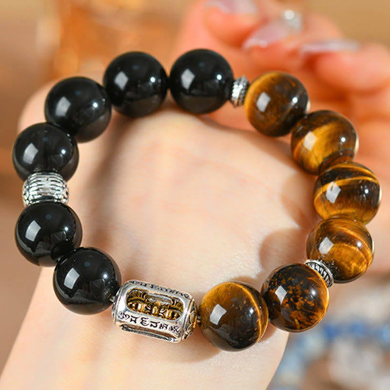 KarmaRipple's Authentic Silver Sheen Obsidian Tiger Eye Vajra Protection Bracelet p9