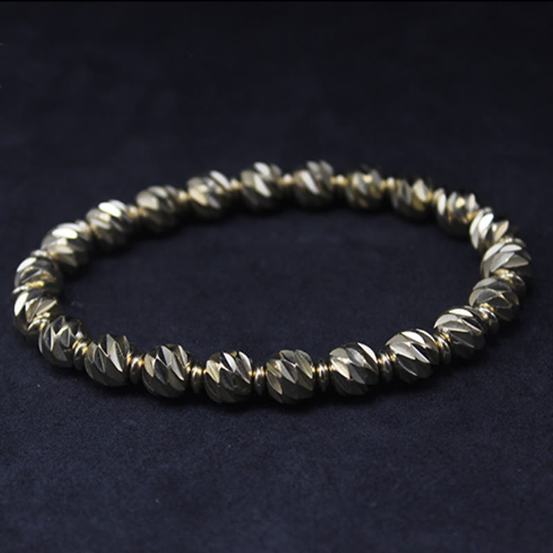 KarmaRipple's Vintage Distressed Knife Carving Pattern Bronze Brass Beadwork Wealth Bracelet p10