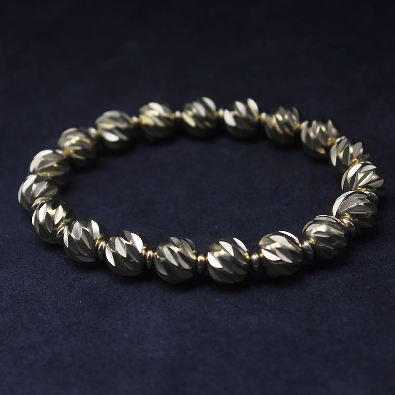 KarmaRipple's Vintage Distressed Knife Carving Pattern Bronze Brass Beadwork Wealth Bracelet p2