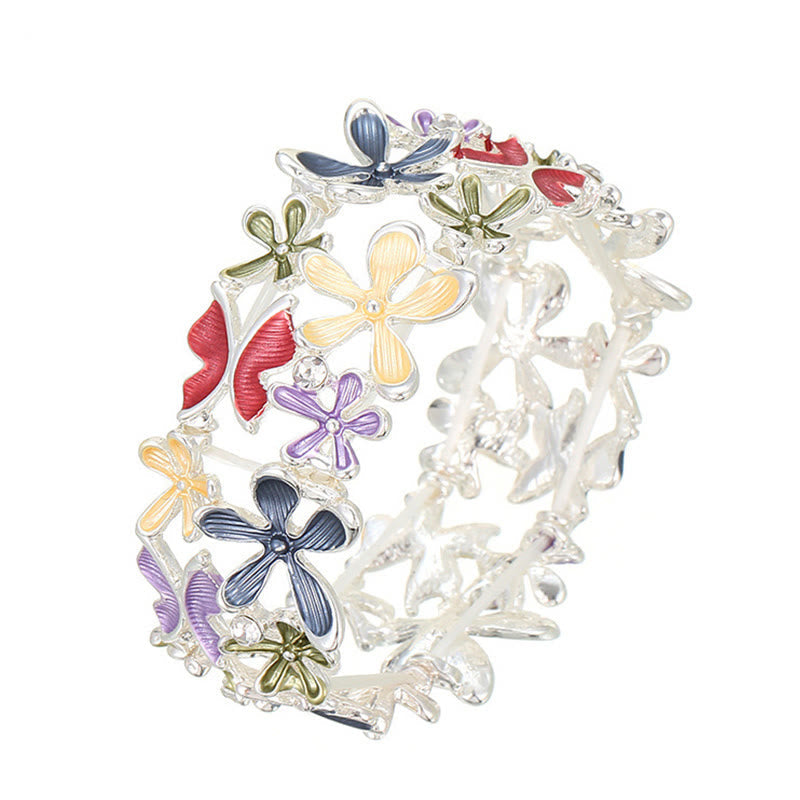 KarmaRipple's Colorful Butterfly Flowers Love Alloy Elastic Bracelet Bangle p8