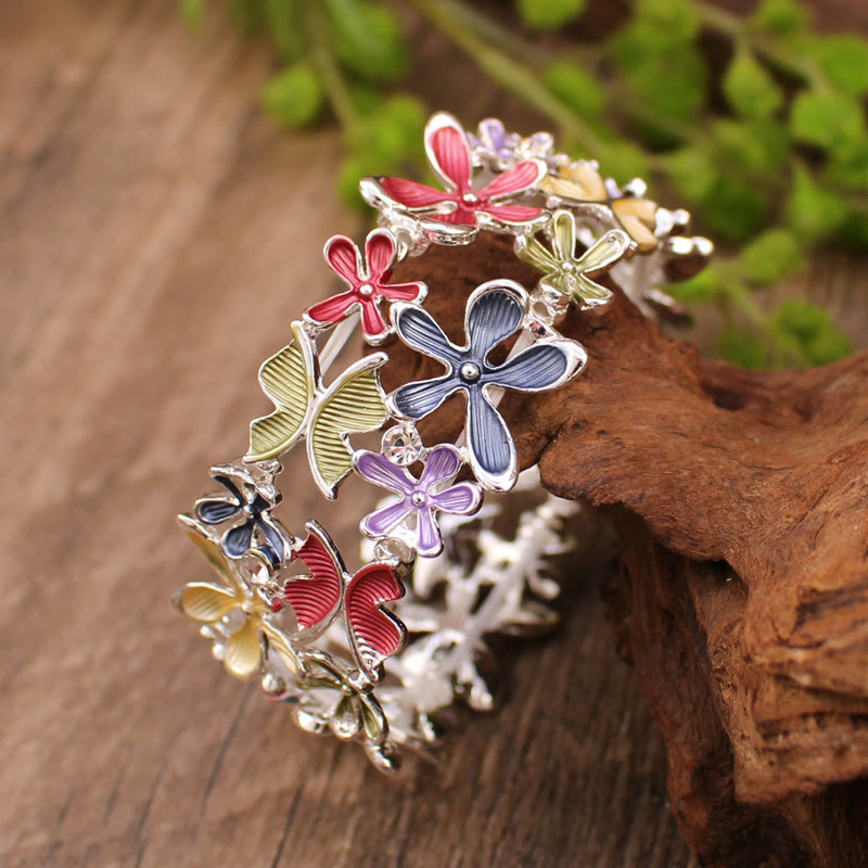 KarmaRipple's Colorful Butterfly Flowers Love Alloy Elastic Bracelet Bangle p3