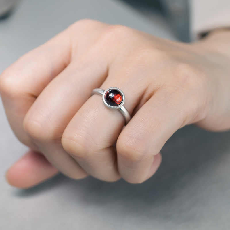 KarmaRipple's Authentic 925 Sterling Silver Garnet Adjustable Protection Ring p5