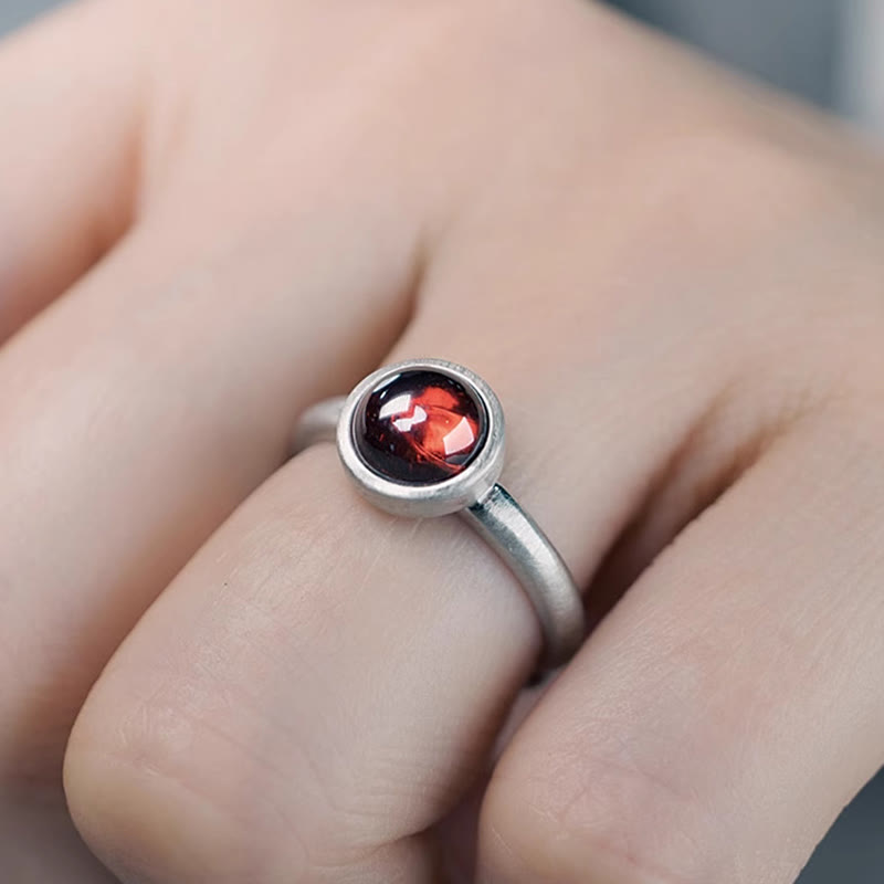 KarmaRipple's Authentic 925 Sterling Silver Garnet Adjustable Protection Ring p6