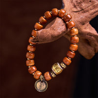 KarmaRipple's Authentic Tibetan Camel Bone Barrel Beadwork OM Sanskrit Fortune Protection Bracelet