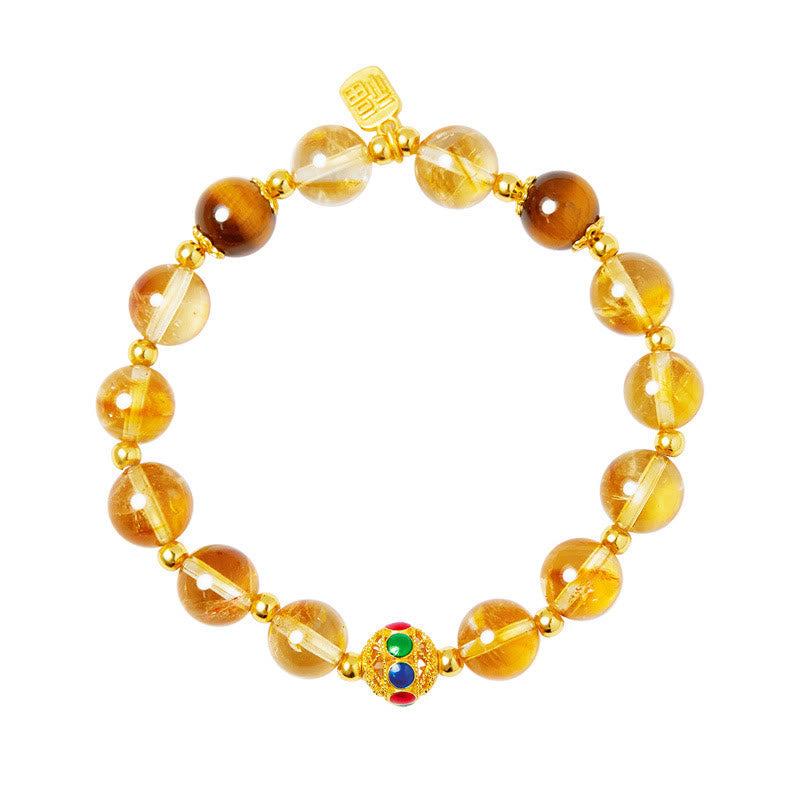 KarmaRipple's 925 Sterling Silver Fu Character Citrine Tiger Eye Protection Bracelet p13