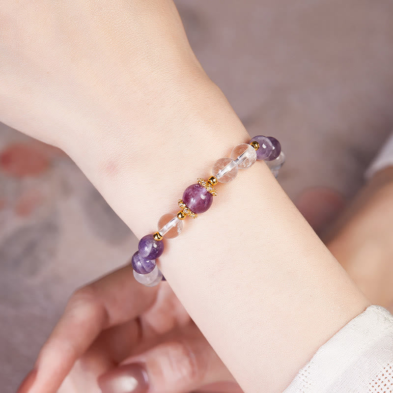 KarmaRipple's 925 Sterling Silver Authentic Amethyst Ivory Gemstone Balance Bracelet p10
