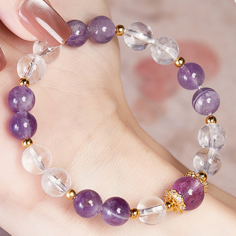 KarmaRipple's 925 Sterling Silver Authentic Amethyst Ivory Gemstone Balance Bracelet p4