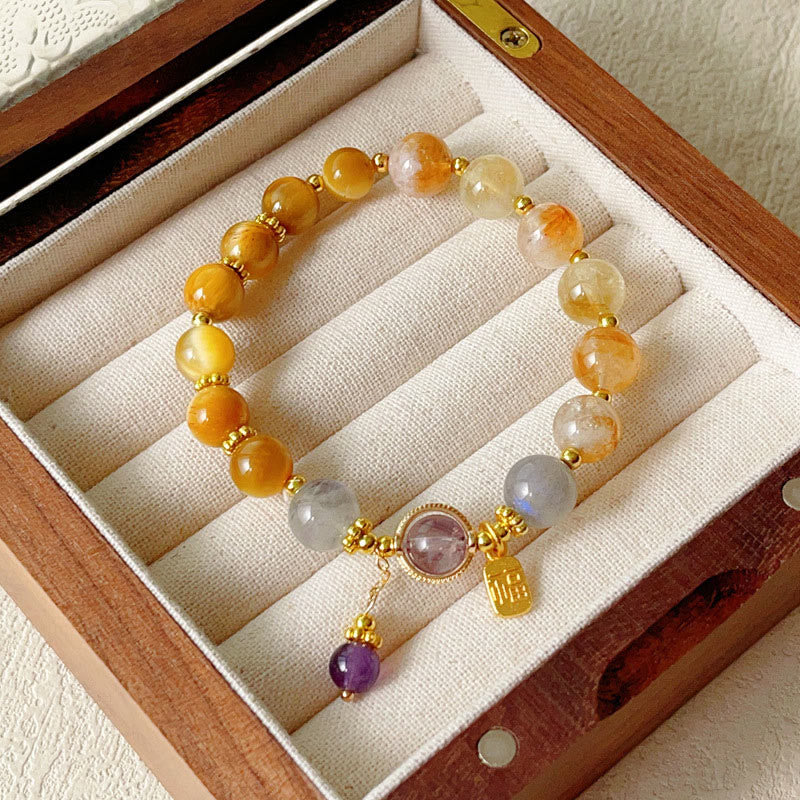 KarmaRipple's Authentic Citrine Tiger Eye Fu Character Prosperity Bracelet p4