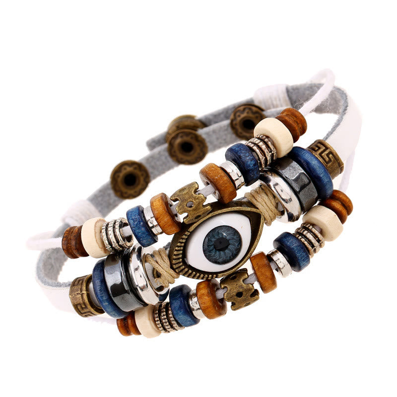 KarmaRipple's Tibetan Evil Eye Leather Adjustable Protection Bracelet p49