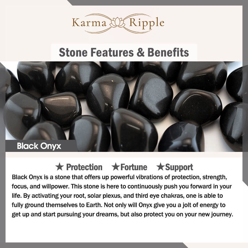 KarmaRipple's Black Onyx Turquoise Tiger Eye Red Agate Om Mani Padme Hum Strength Leather Bracelet p11