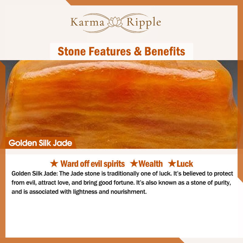 KarmaRipple's Golden Silk Jade Beadwork Gourd Ivory Gemstone Wealth Fortune Bracelet p6