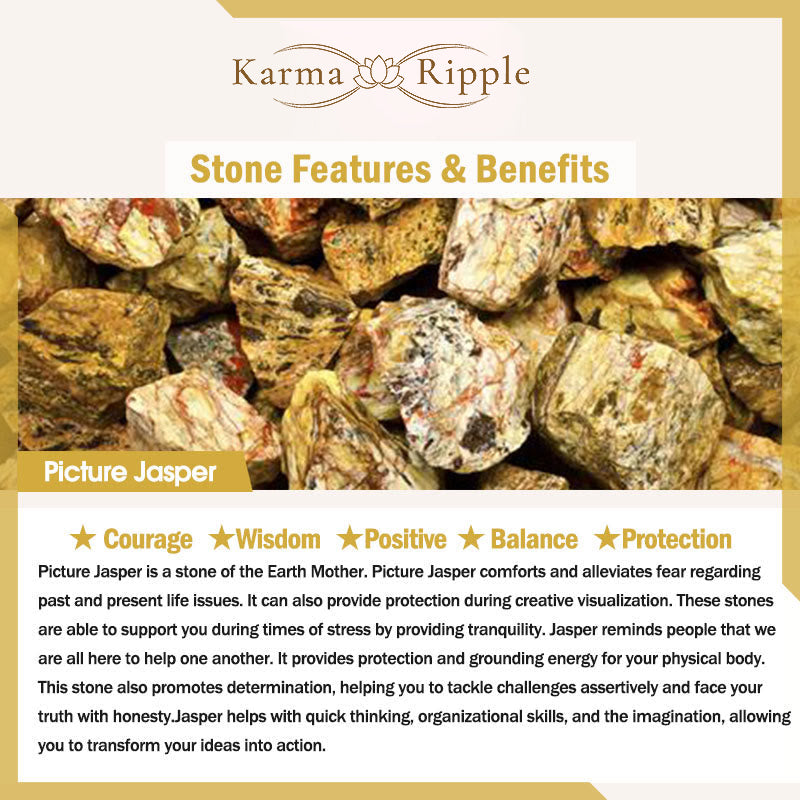 KarmaRipple's 108 Mala Beadwork Turquoise Picture Jasper Bead Tassel Balance Bracelet p9