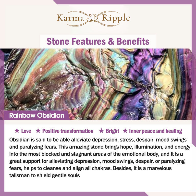 KarmaRipple's Rainbow Obsidian Bronze Love Double Wrap Bracelet p11