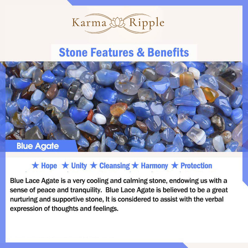 KarmaRipple's Authentic Blue Candy Agate Ivory Gemstone Nine Tailed Fox Balance Bracelet p6